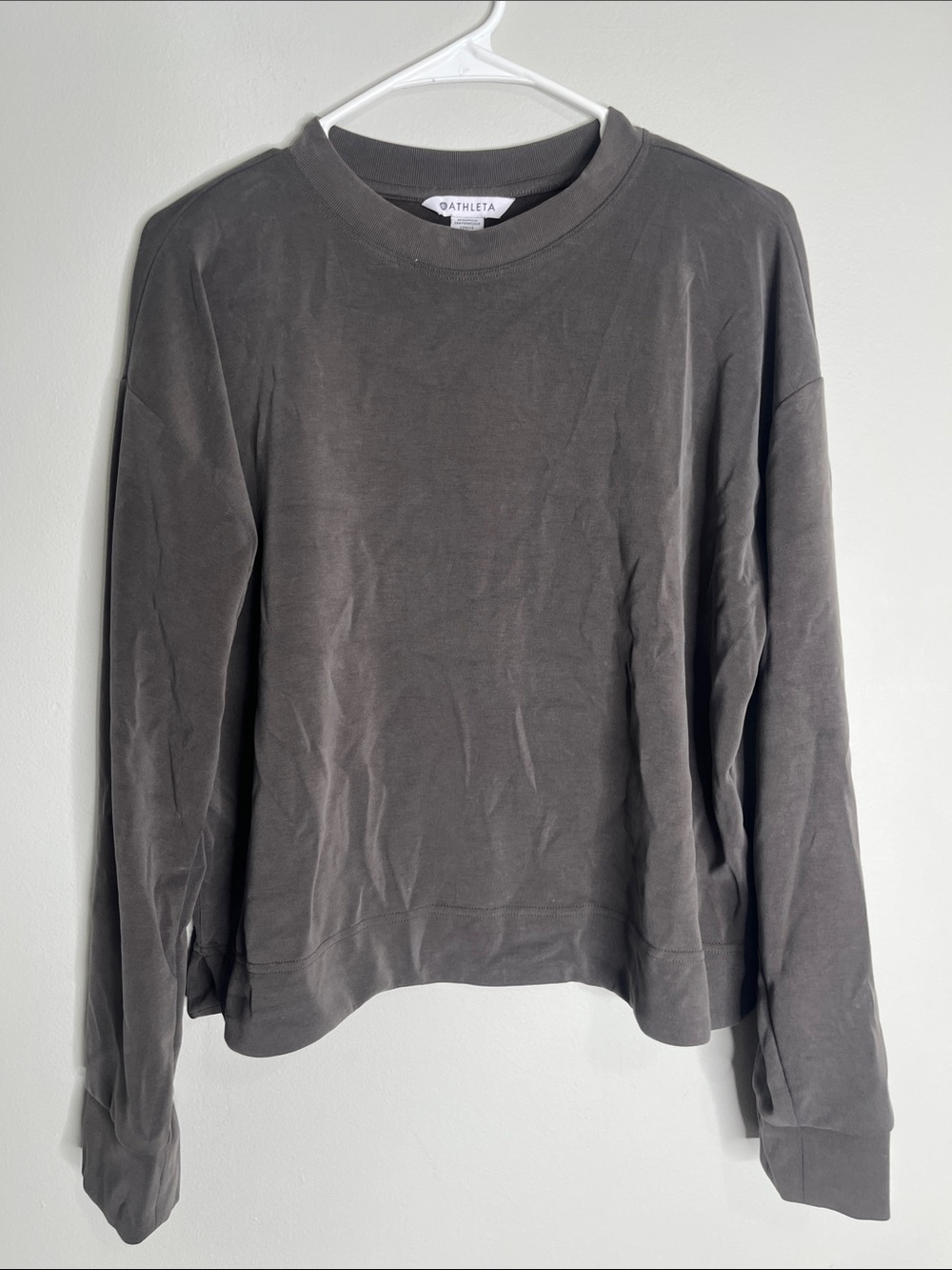 Athleta Charcoal Gray Long-Sleeve Crew Sweatshirt
